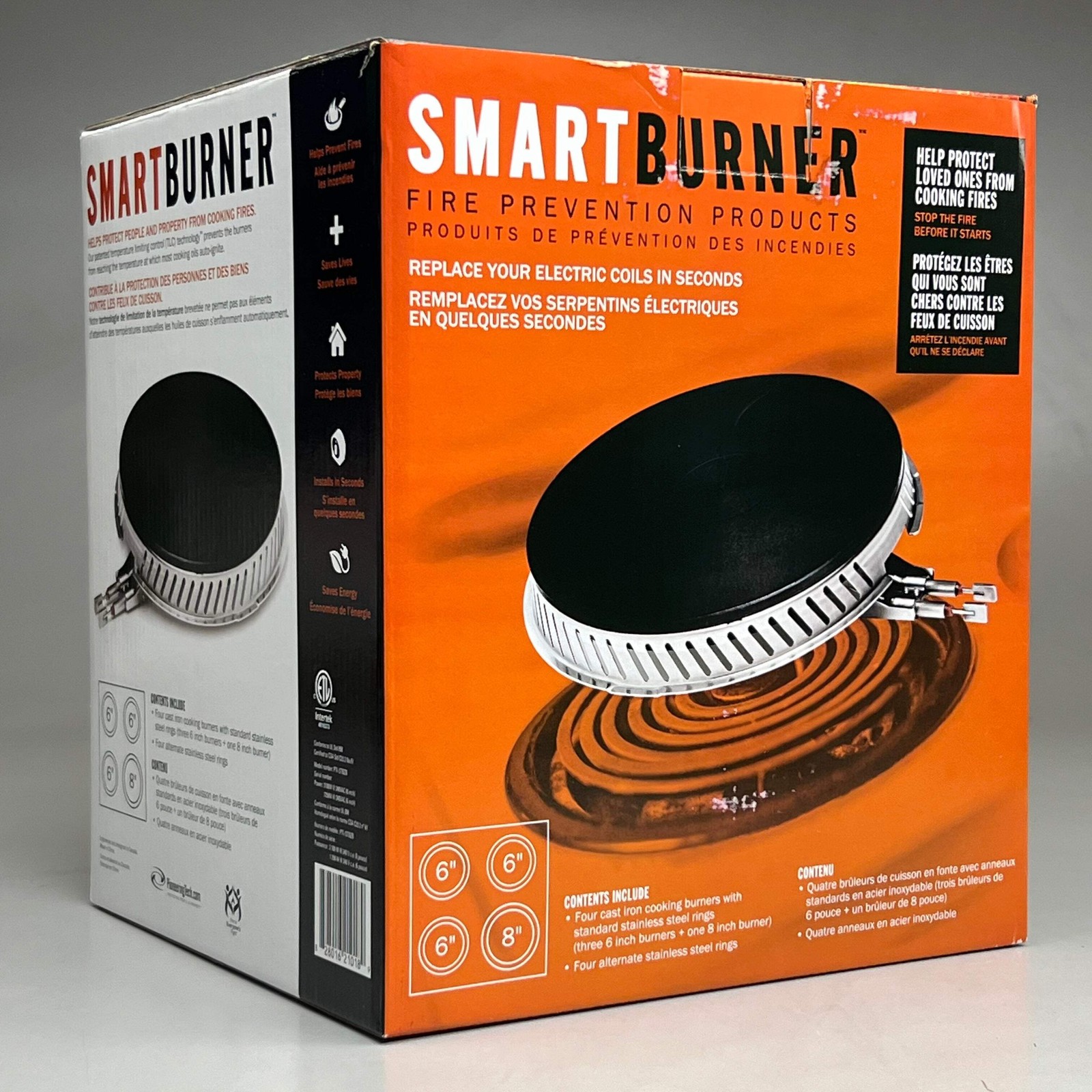 SMARTBURNER (4 PACK) Cast Iron Cooking Burners (3 x 6-inch burners and 1 x 8-inc