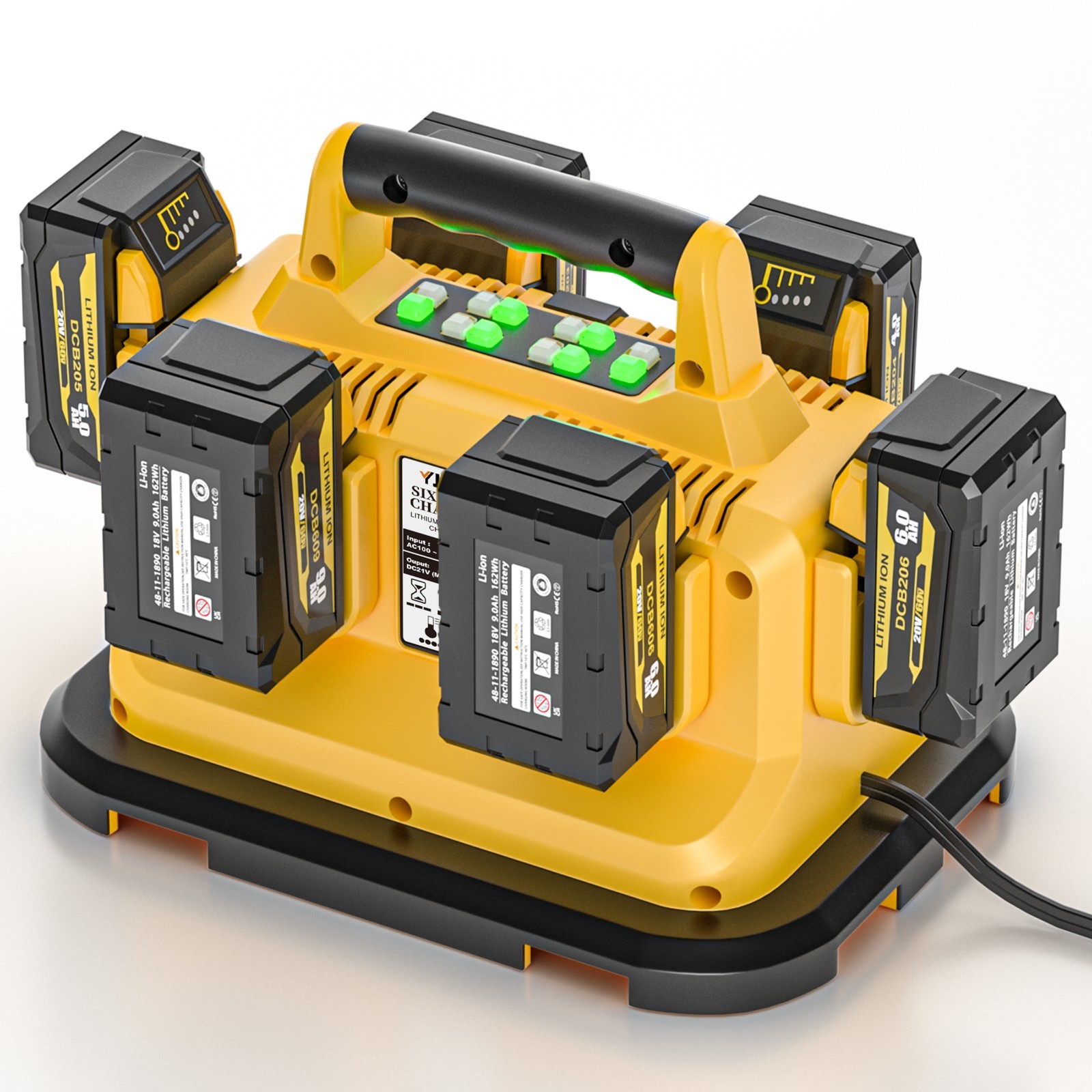 6 Port Simultaneous Charger for Dewalt 20V/60V Batteries DCB104 DCB118 Station
