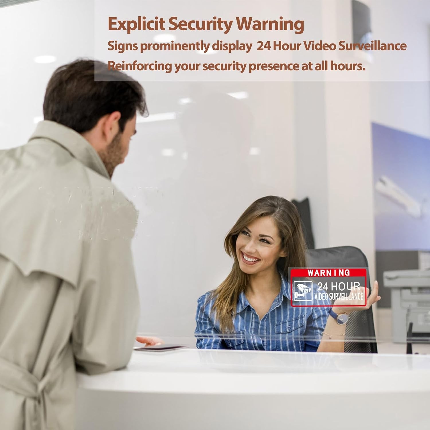 Video Surveillance Sign 2″ x 4″Security Sign 24 Hour Camera Warning Security