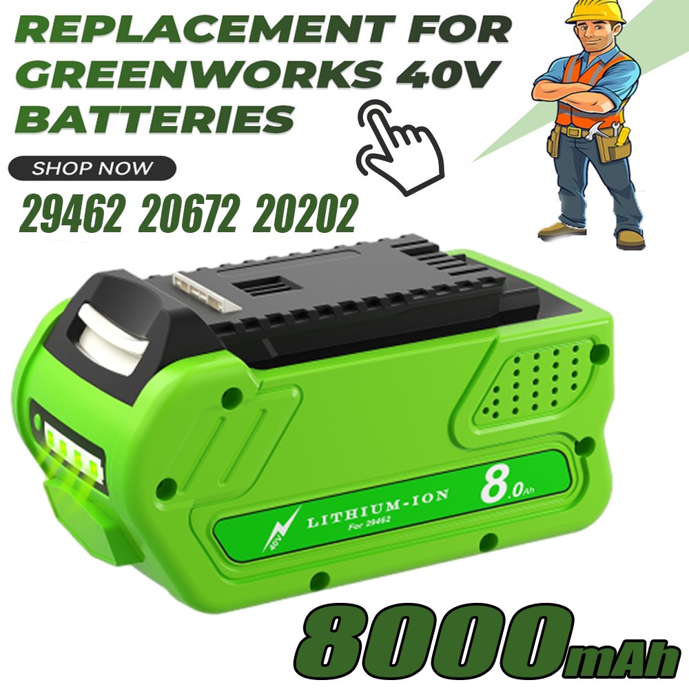 Battery For Greenworks G-MAX Lithium Battery 29472 29462 29252 40V 8000mAh 8.0Ah