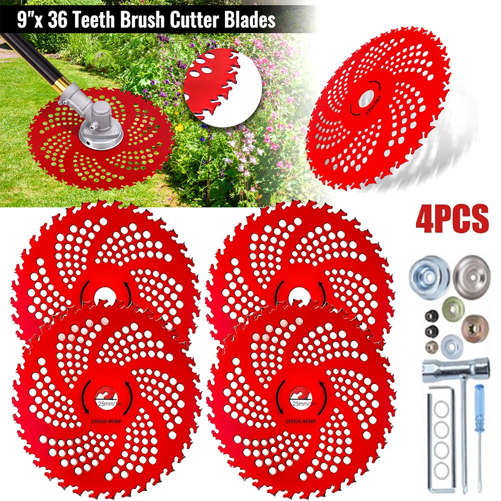 4 Pack 9″ Carbide Tip Circular Saw Brush Cutter Trimmer Weed Eater Blade Sets