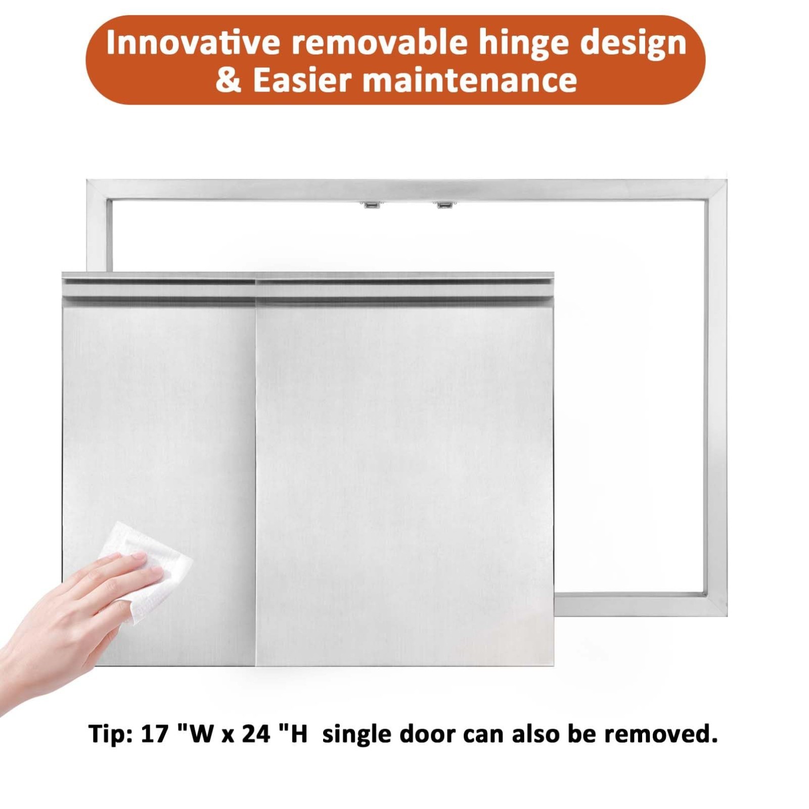 Outdoor Kitchen BBQ Access Door 17″ x 24″ – Stainless Steel Single Door for BBQ