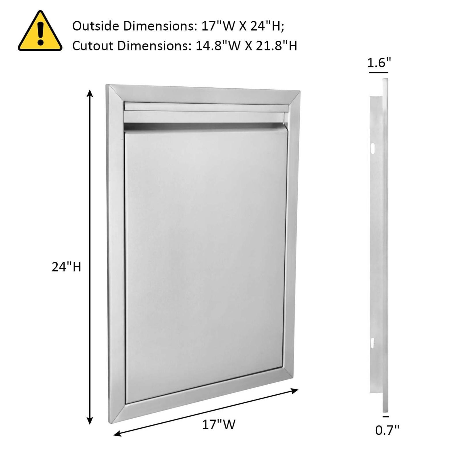 Outdoor Kitchen BBQ Access Door 17″ x 24″ – Stainless Steel Single Door for BBQ