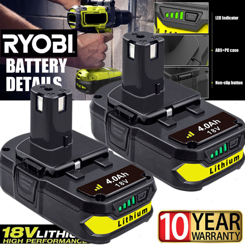 2 PACK 4.0Ah For RYOBI 18V Battery One Plus Compact Lithium-Ion P190 P192 new