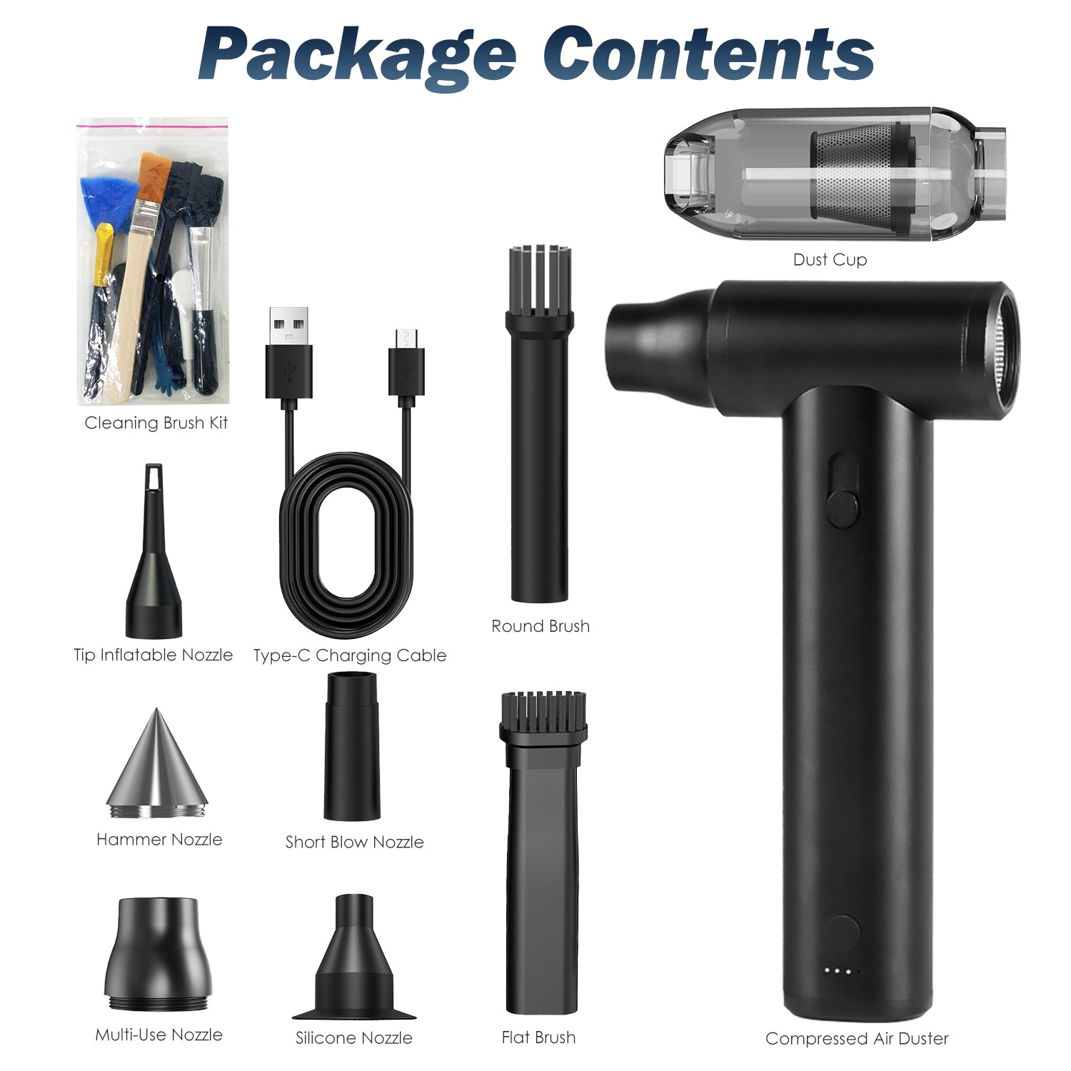 1Set Compressed Air Duster Brushless Motor 250000RPM Stepless Variable Speed 1Wm