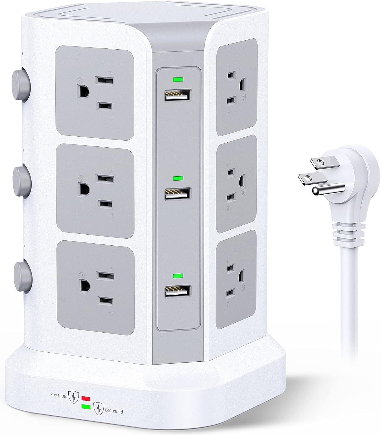 Power Strip Tower by KOOSLA, [15A 1500J] Surge Protector – 12 AC Multiple Outlet