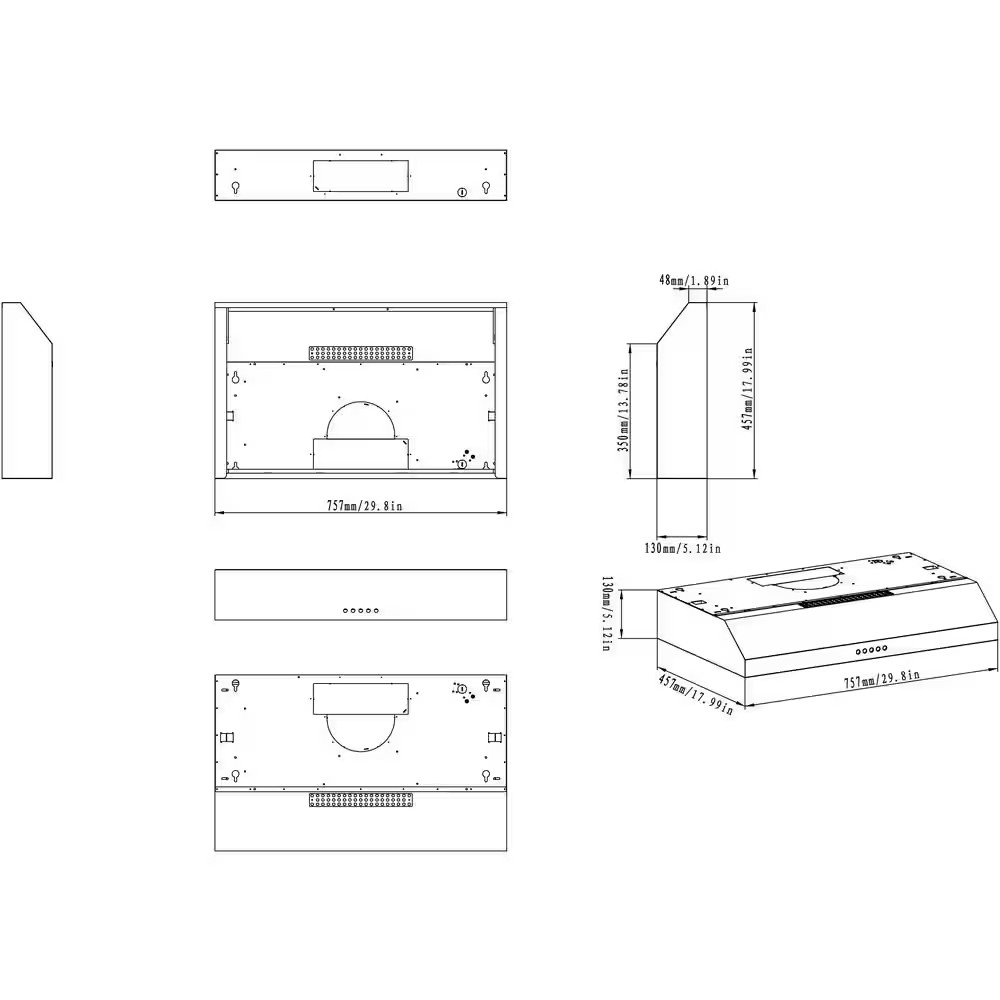 30 In. 400 CFM Convertible under Cabinet Range Hood in White with Mesh Filters a