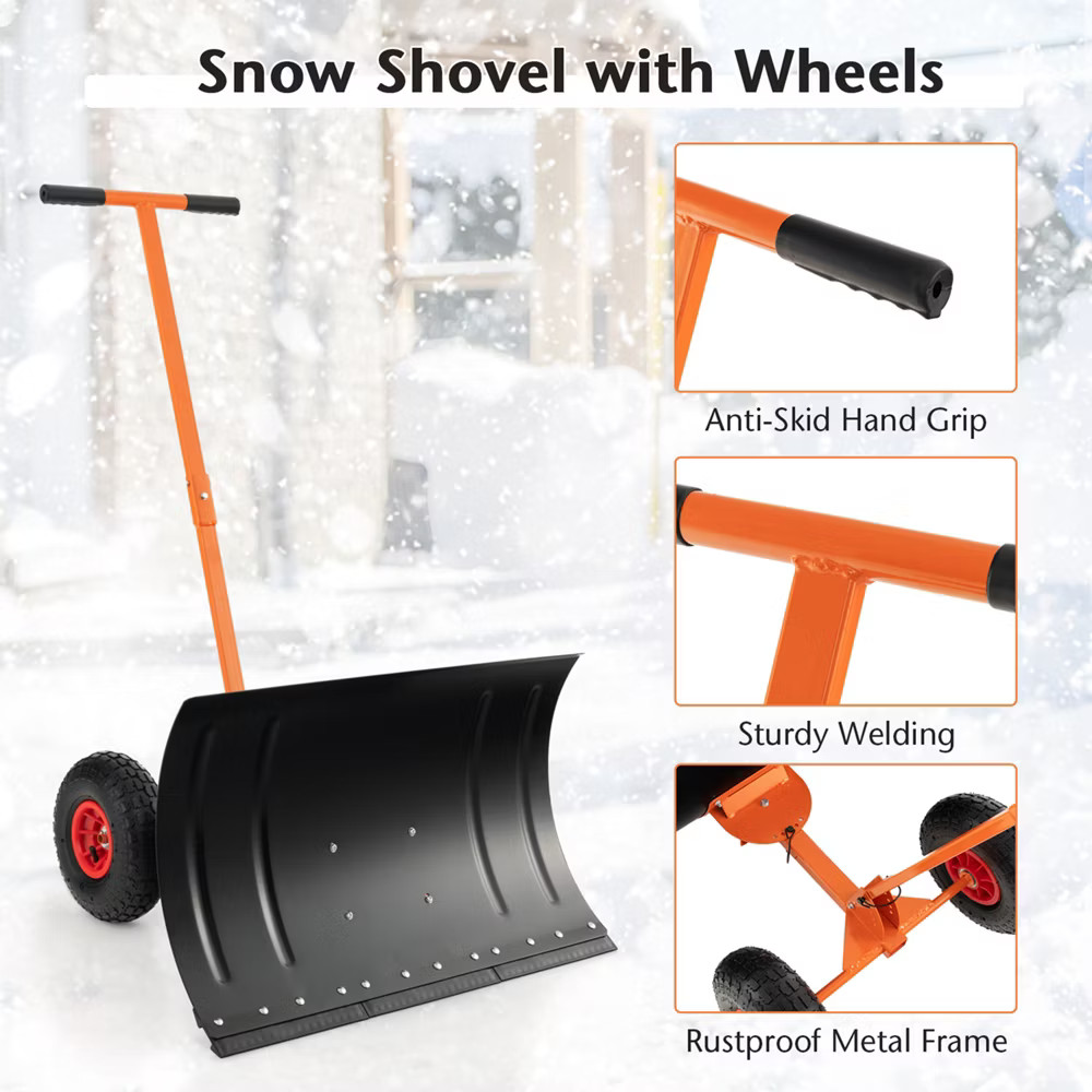 Costway 29″ Snow Shovel Heavy-Duty Metal Adjustable Angle & Height Snow Clear