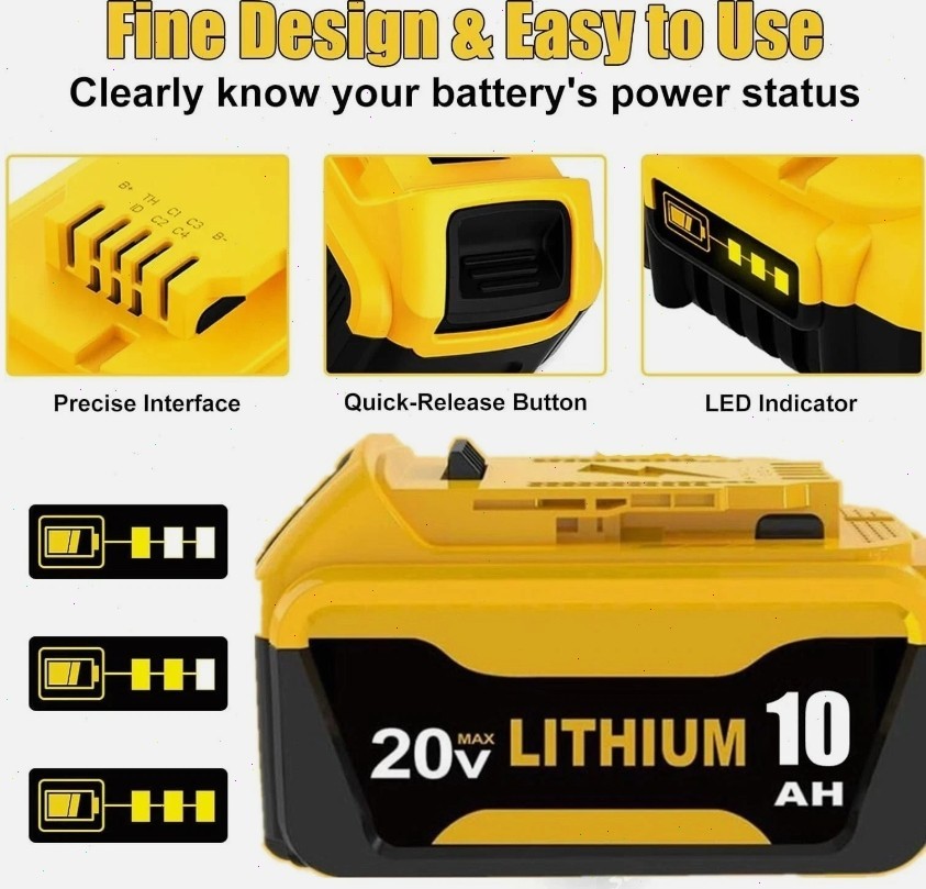 2Pack 10.0AH For DeWalt 20V 20 Volt Max XR Lithium Ion Battery DCB206-2 DCB205-2