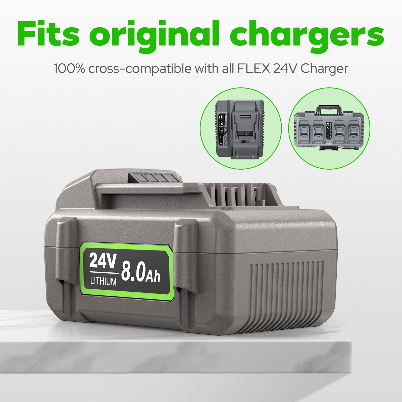 24V 8.0Ah Battery for FLEX 24 Volt Replacement Lithium-Ion Battery 8000mAh US