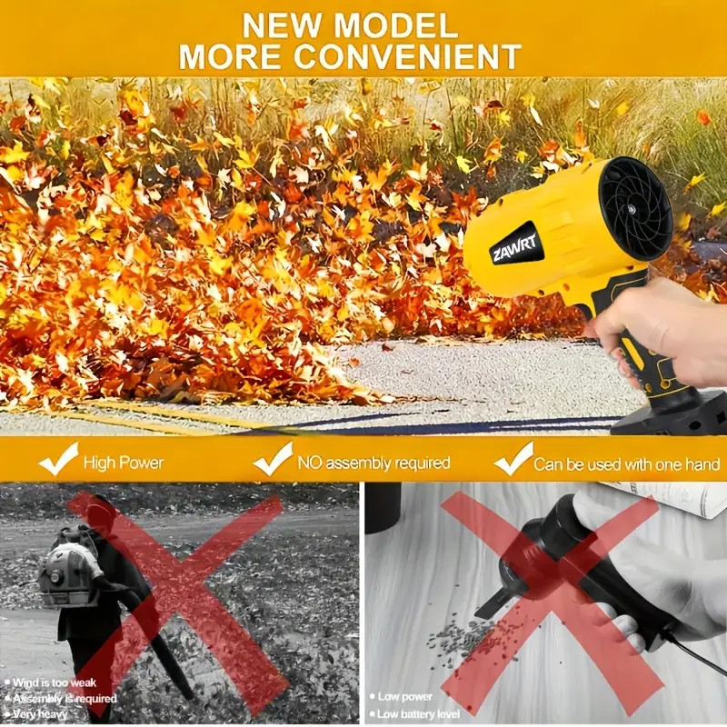 Leaf Blower, Electric Cordless Air Blower with 2 Batteries and Charger – Yellow