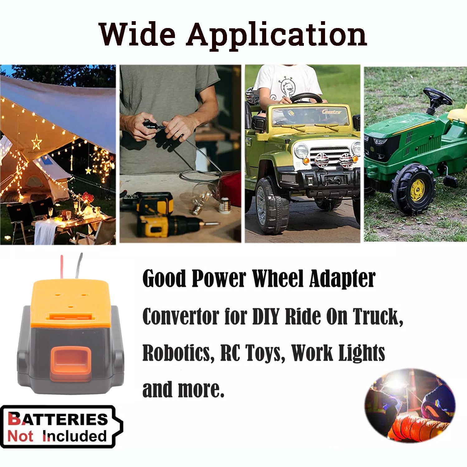 Power Wheels Adapter for Black Decker 20V Lithium Battery Dock Power Converter