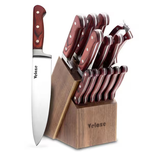 14-Piece Stainless Steel Knife Set with Wooden Block Kitchen Knife Sets