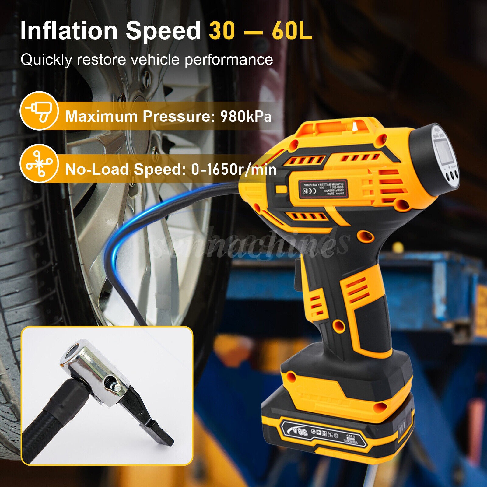 Car Air Tire Pump Inflator Compressor LED Digital Electric Portable 980kPa 20V