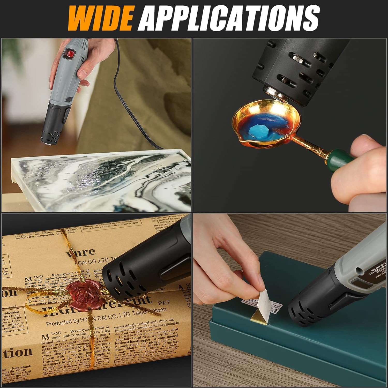 Mini Heat Gun, 2 Temp Setting 302℉-842℉ Fast Heat Hot Air Gun Tool with Reflecto