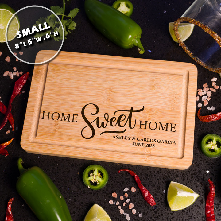 Custom Personalized Engraved Bamboo Cutting Charcuterie Board Home Housewarming