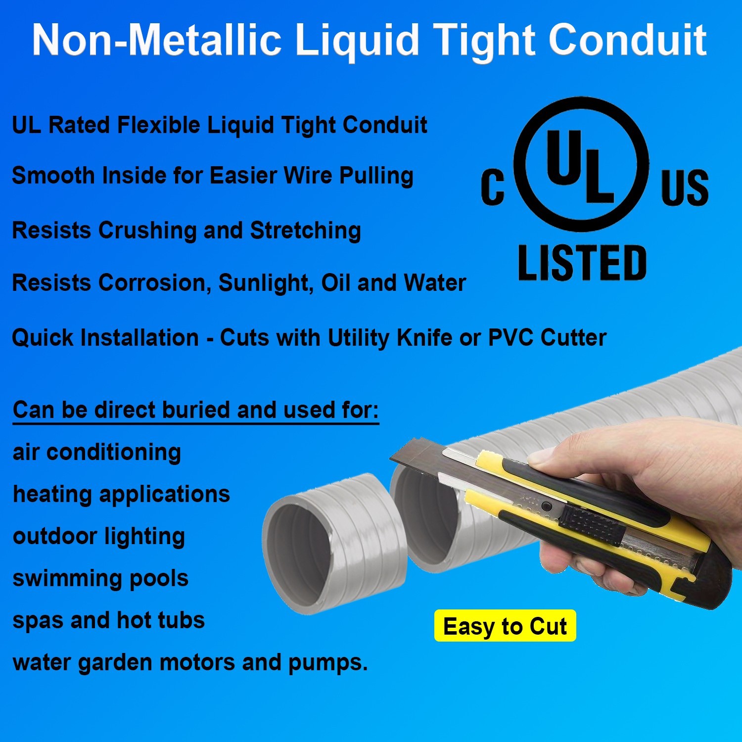 Flexible Liquid Tight, Non-Metallic Electrical Conduit – UL Listed
