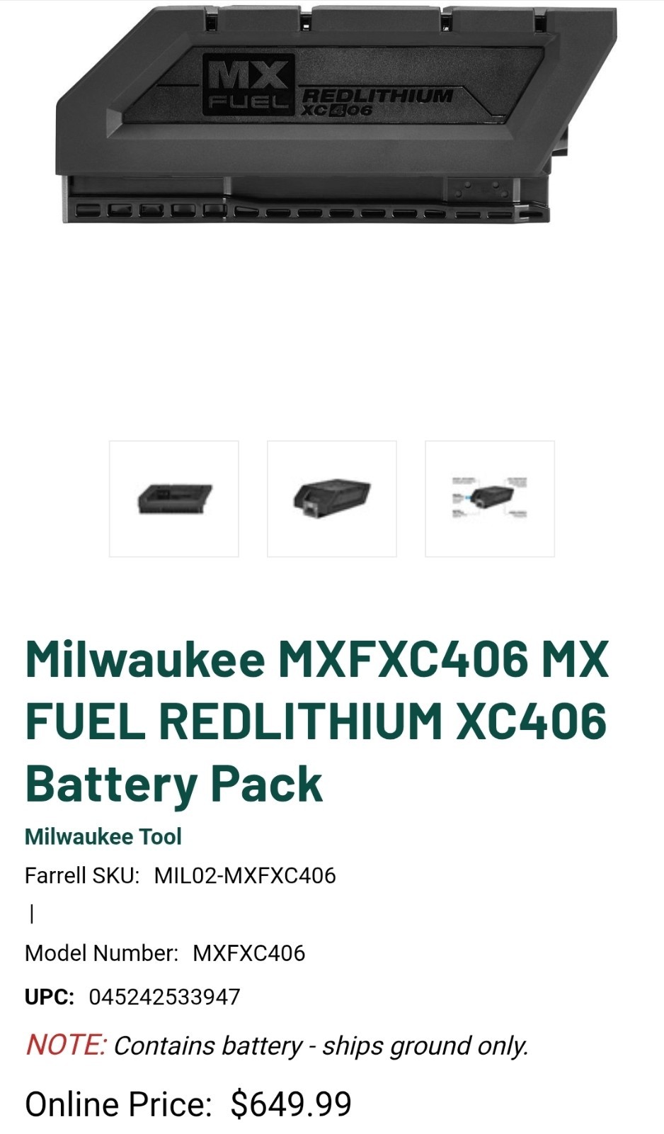 Milwaukee MX FUEL REDLITHIUM XC406 70V 4.0Ah Li-Ion Black Battery Pack MXFXC406