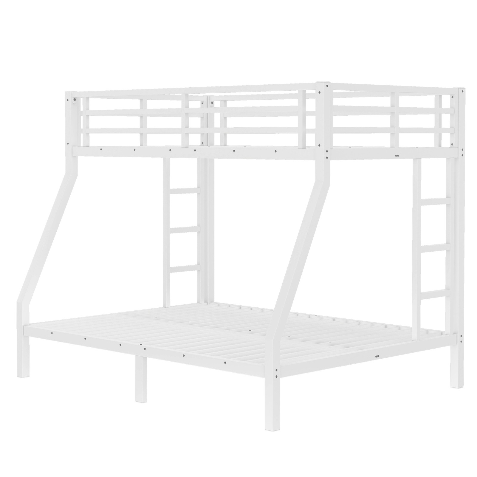Metal Twin over Full Bunk Bed White Bed Frame for Teens and Adults Bedroom