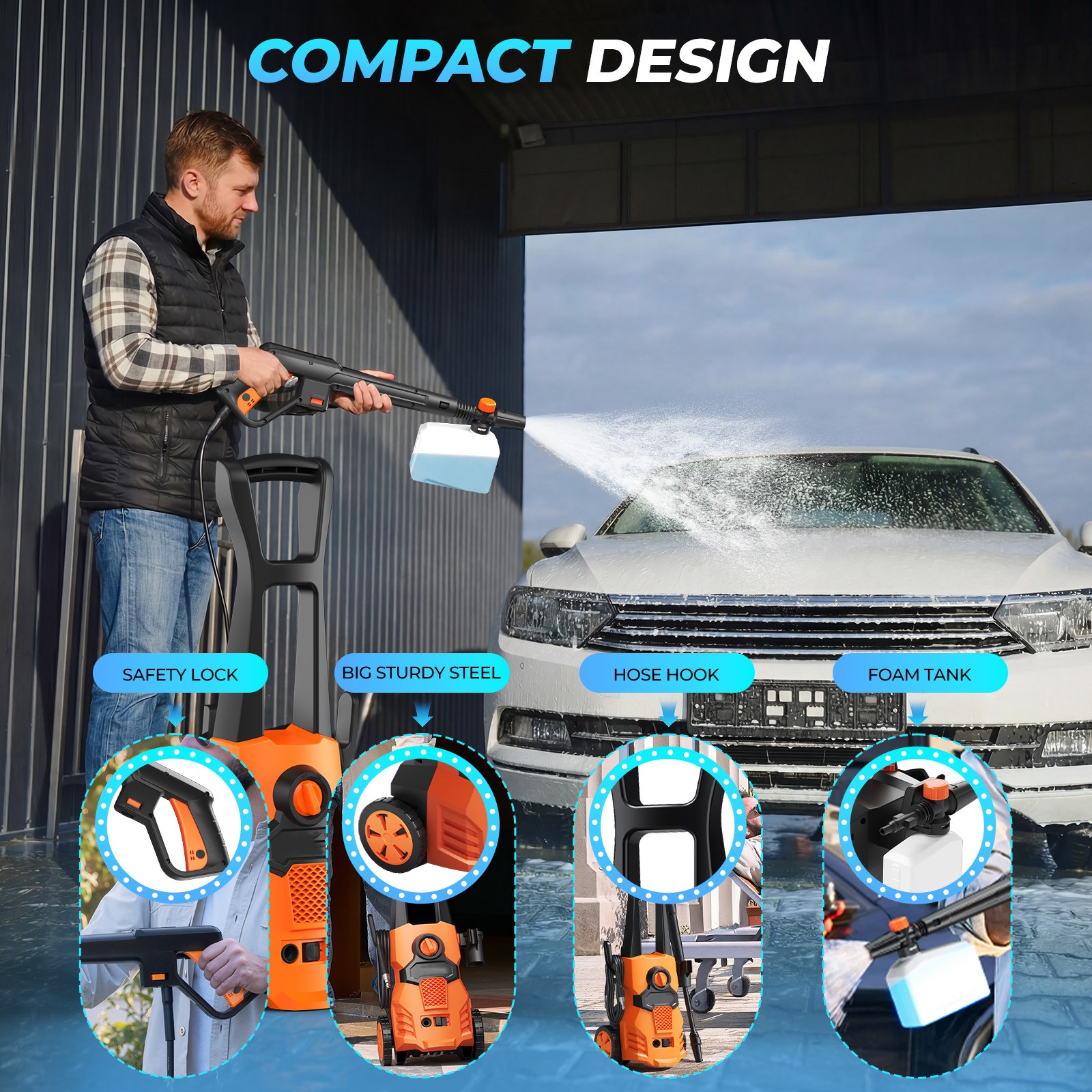 Pressure Washer Electric 4200PSI High Pressure Washer for Cars Fences Home Clean