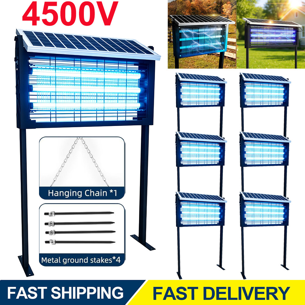 Solar Bug Zapper Outdoor Mosquito Zapper 4500V Waterproof Rechargeable Fly Trap