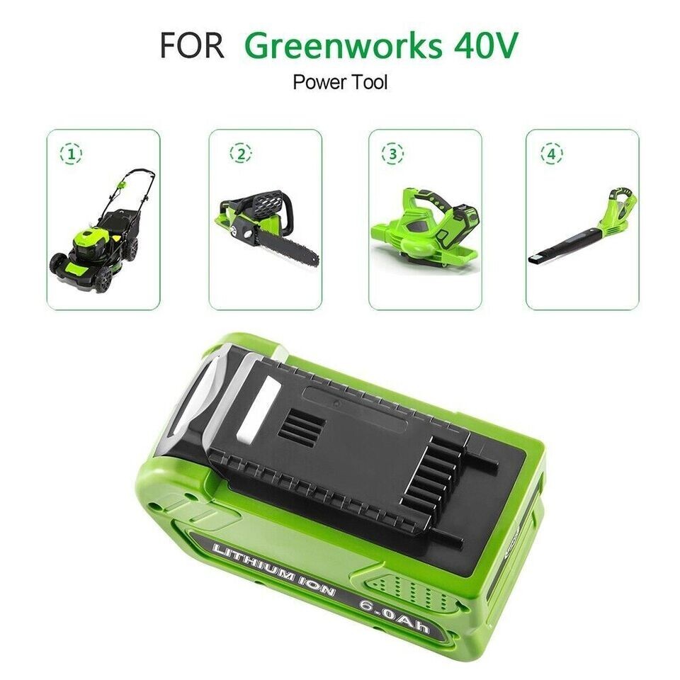 40V 6.0Ah Battery / Rapid Charger For Greenworks 40 Volt Lithium 29482 29252 New