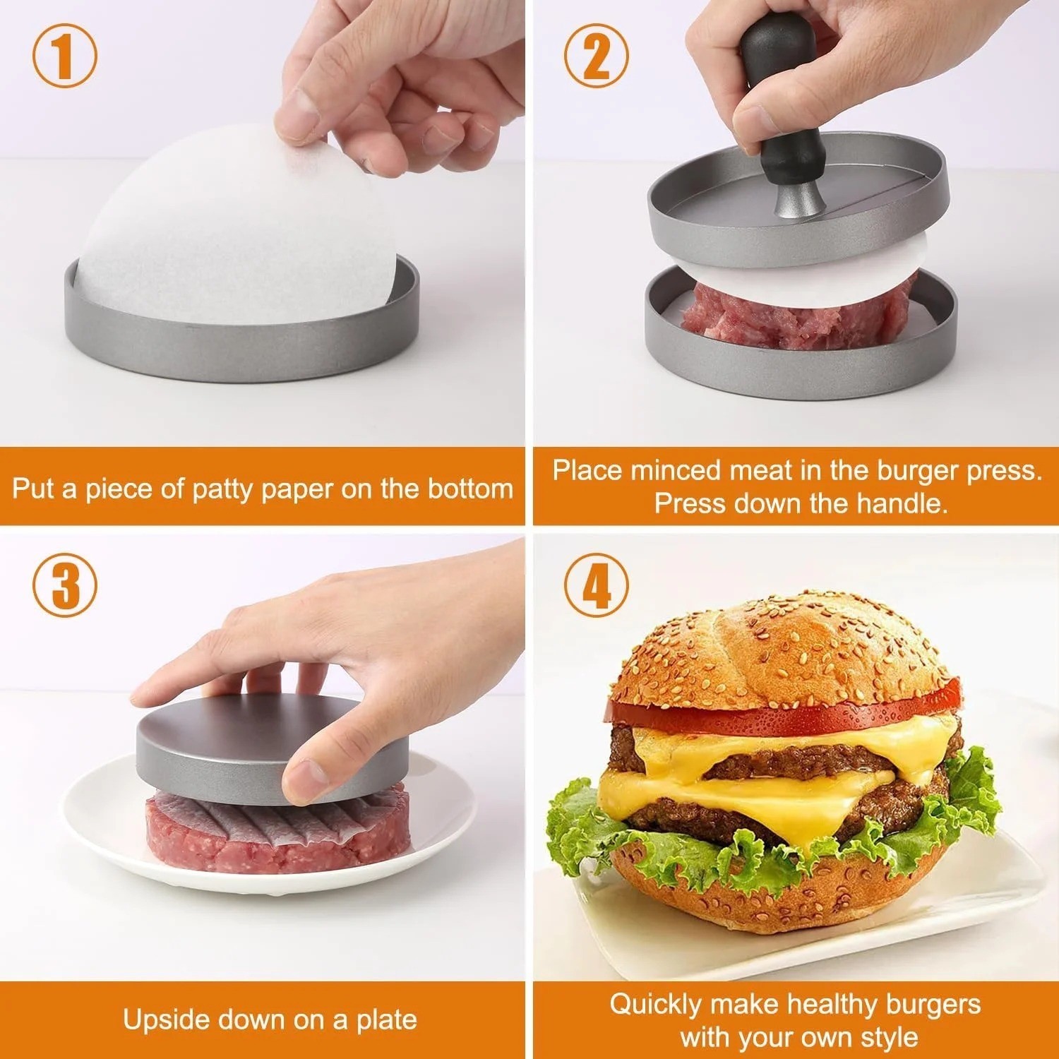 Aluminum Hamburger Press Stuffed Meat Grill Burger Patty Maker Tool Non Stick US