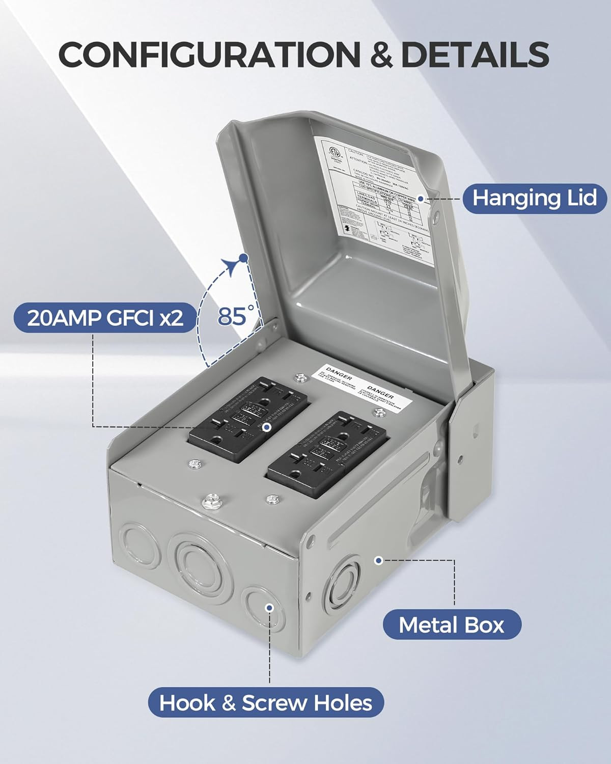 Outdoor Outlet Box, Waterproof Outdoor Electrical Outlet Box, Dual 20 Amp WRTR G