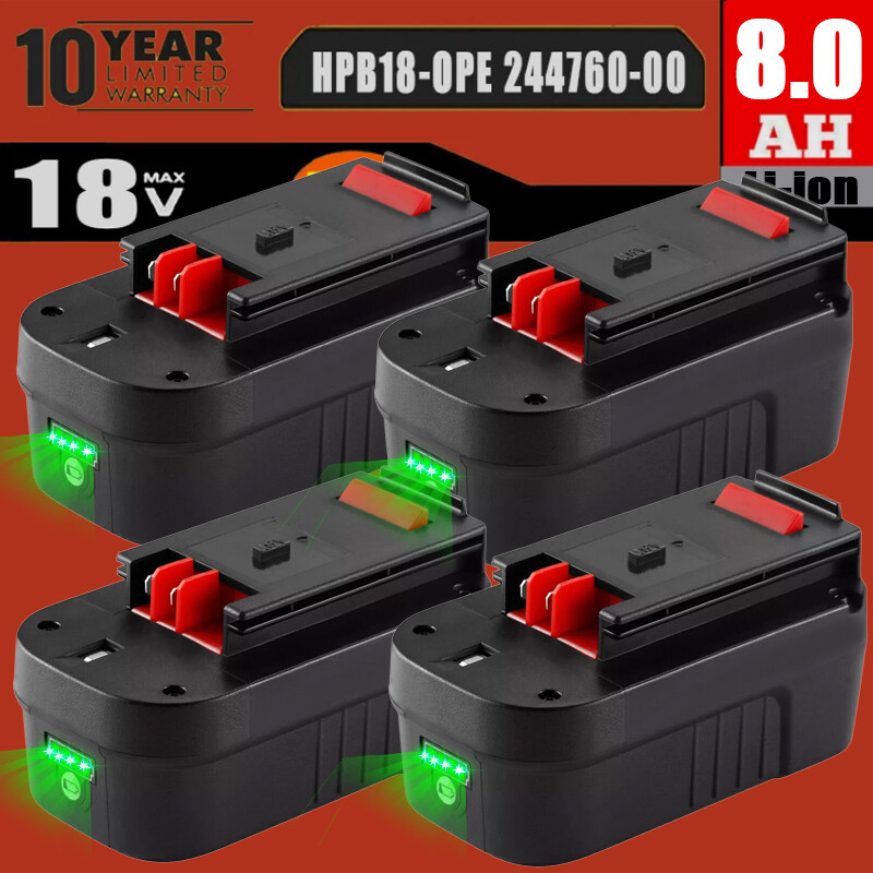 1~6Pack 18V for Black and Decker HPB18 18 Volt 8.0Ah Battery HPB18-OPE 244760-00