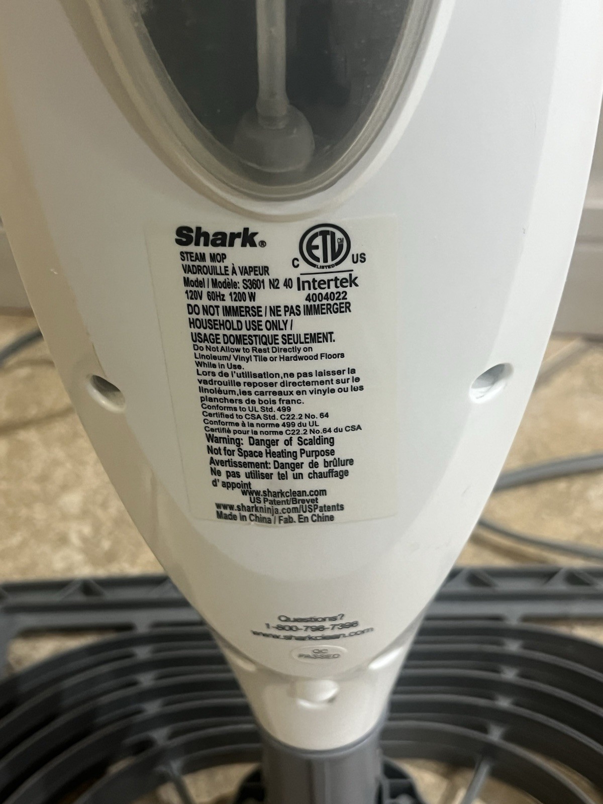 Shark Professional Steam Pocket Mop S3601 Hard Floor Cleaner- See Description