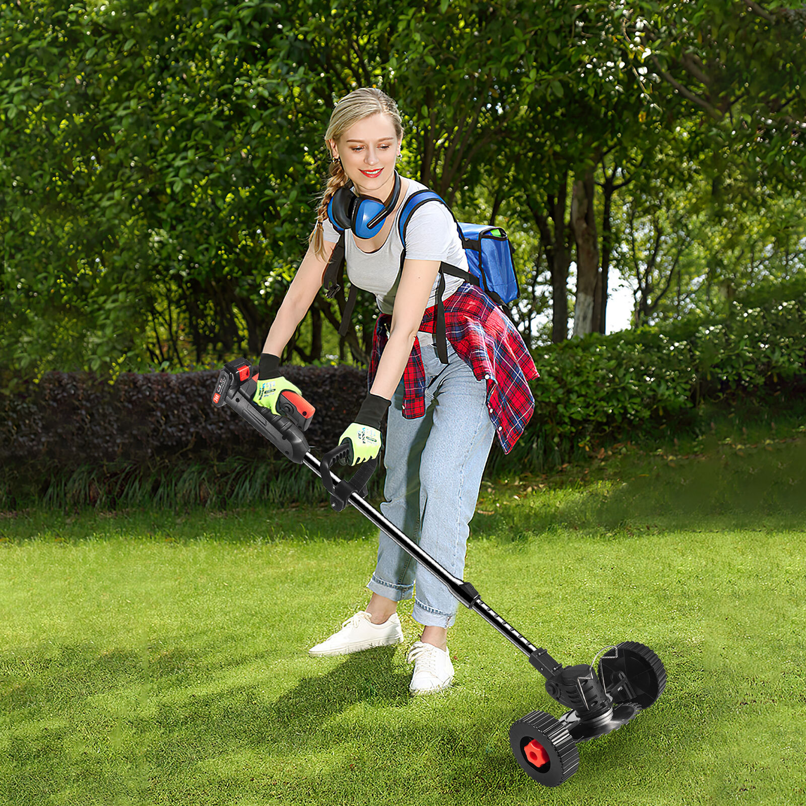 Cordless Electric Lawn Mower Brush Cutter Lawn Edger Grass String Trimmer