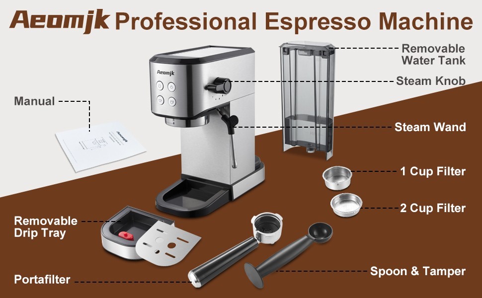 Aeomjk Espresso Coffee Maker Model CM5020 1350 Watt New Open Box