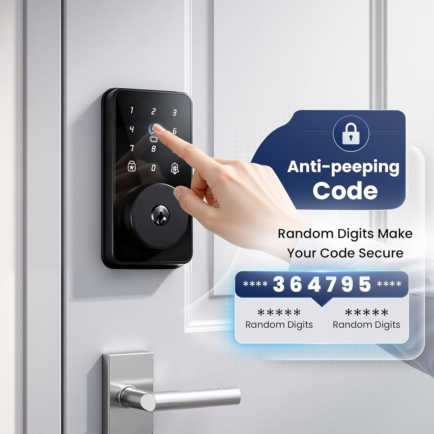 Keyless Entry Door Lock with Keypad, Smart Deadbolt Lock for Front Door with 2