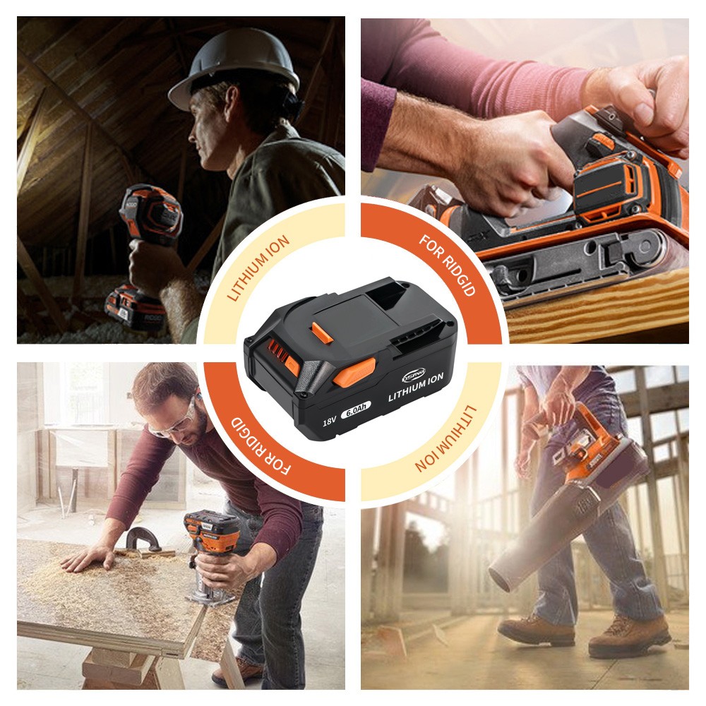 6.0Ah For Ridgid 18V Li-Ion Battery Pack R840083 R840084 R840085 R840086 R840087