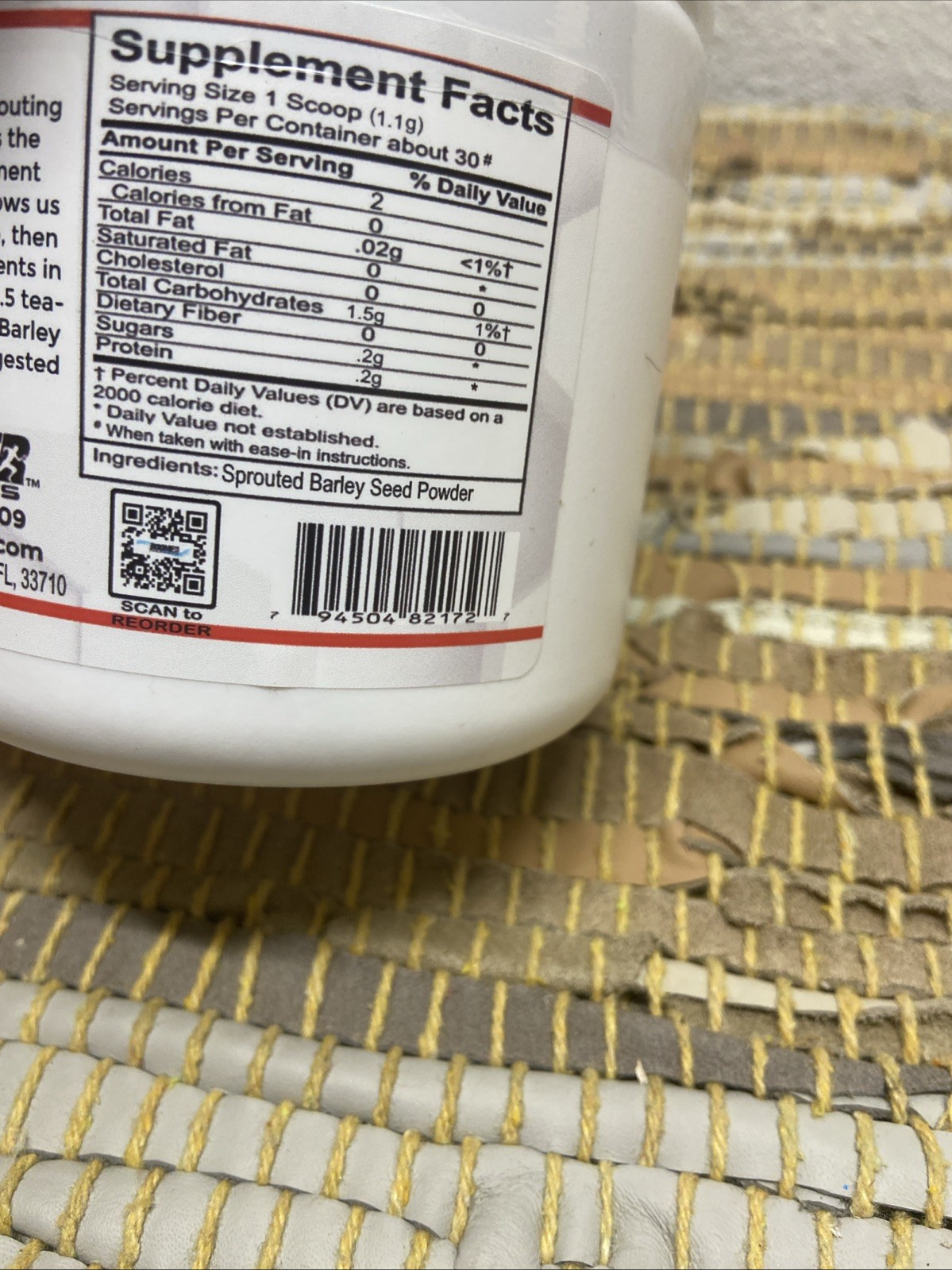 BOOMER PRODUCTS GLADIATOR BARLEY 1 Month Supply 4.94oz 140g Exp Date 03/2027