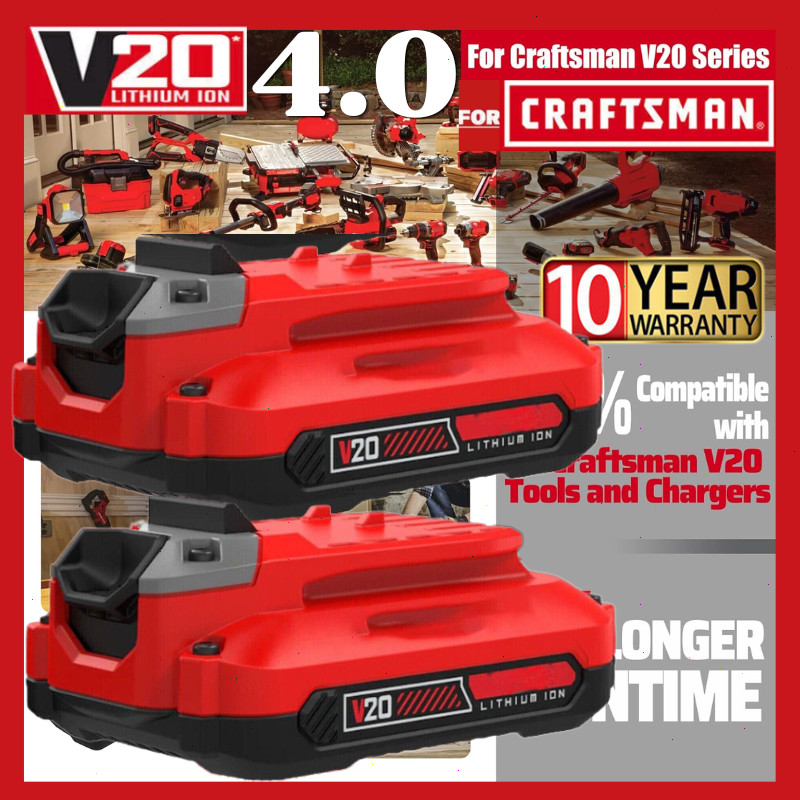 2 Pack 20V 4.0Ah CMCB202-2 for Craftsman V20 Lithium Ion Power Tool Battery