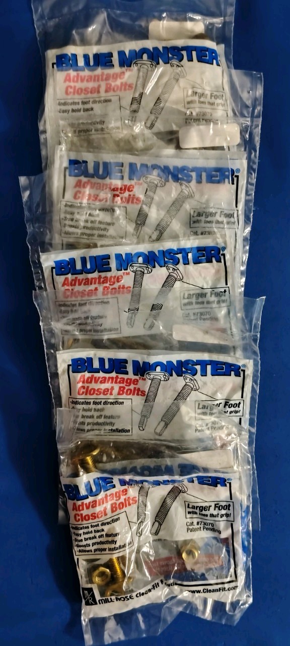 10 packs Blue Monster Advantage Closet Bolts 5/16 x 3-1/2 Solid Brass 2pk
