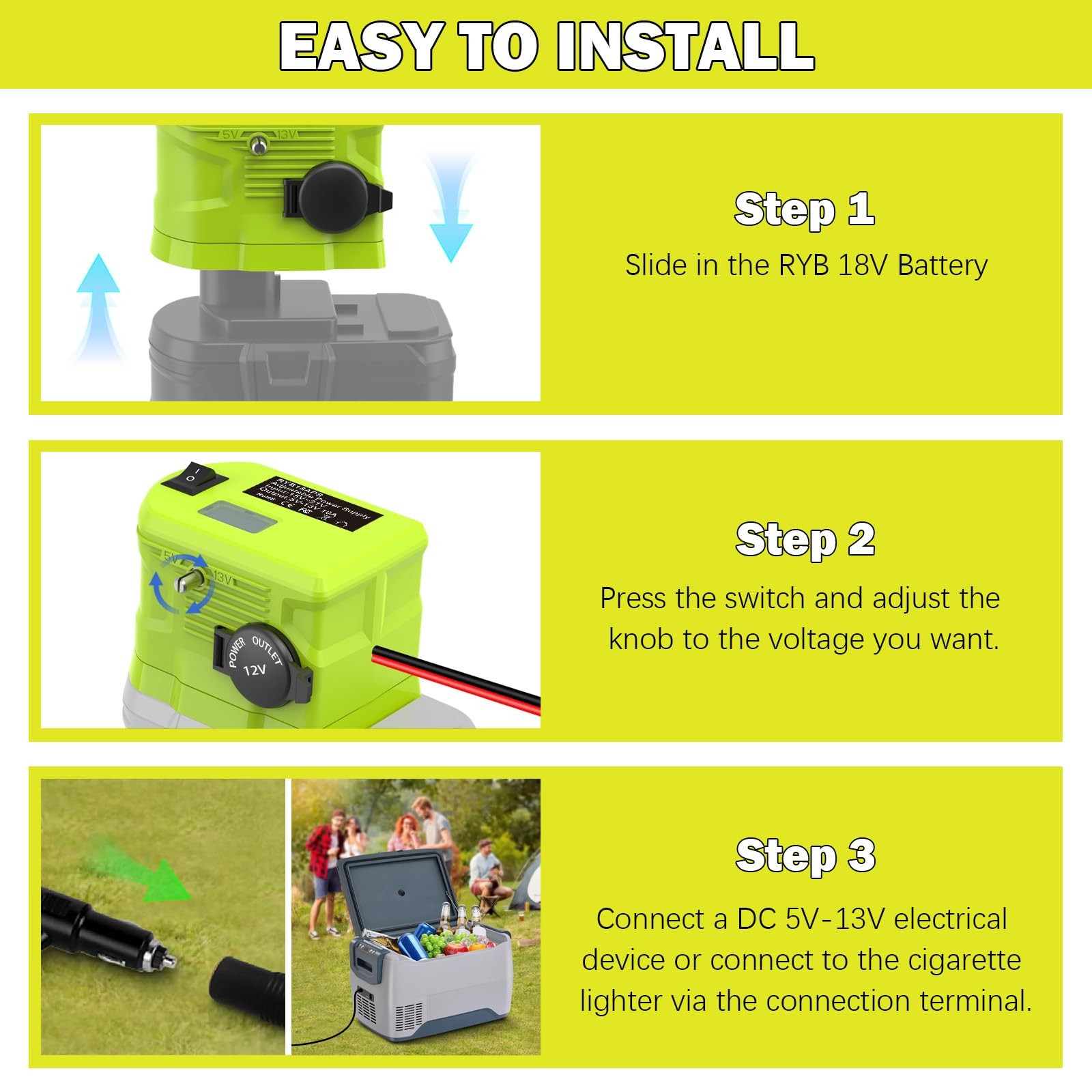 Step Down Adapter for Ryobi Battery, 18V to 12V Converter Voltage Regulator f…