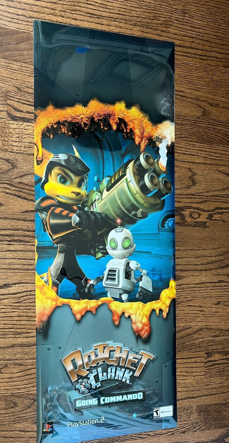 Ratchet And Clank Metallic Poster 32″ X 12.5″ Playstation 2 Store Display Sign