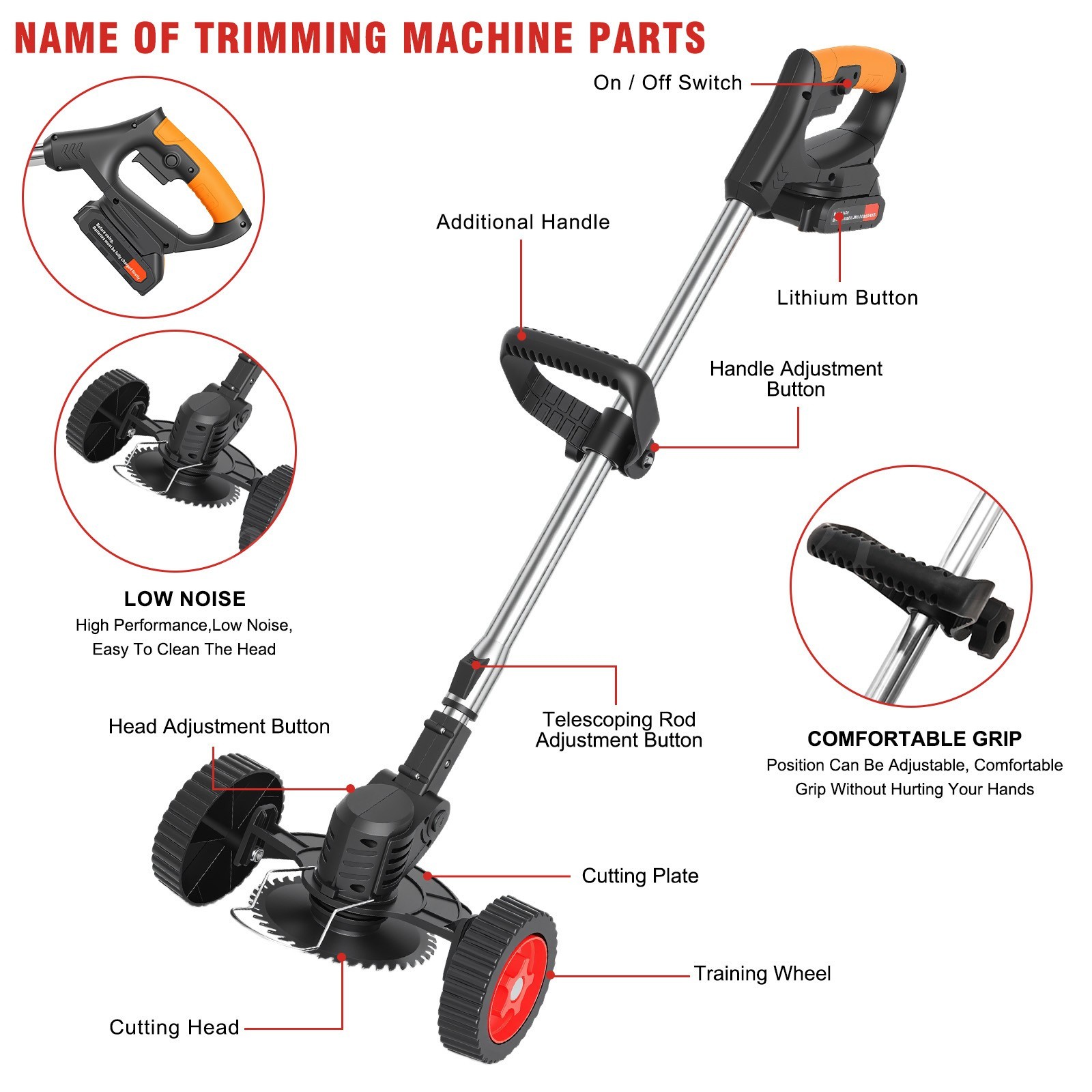 Grass String Trimmer Weed Eater Lawn Edger Weed Wacker Field Mower