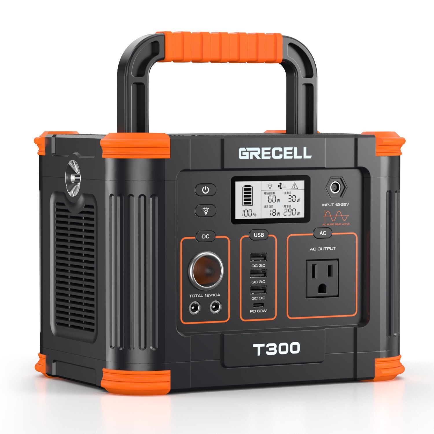GRECELL 300W Portable Power Station Solar Generator Backup Battery RV Camping