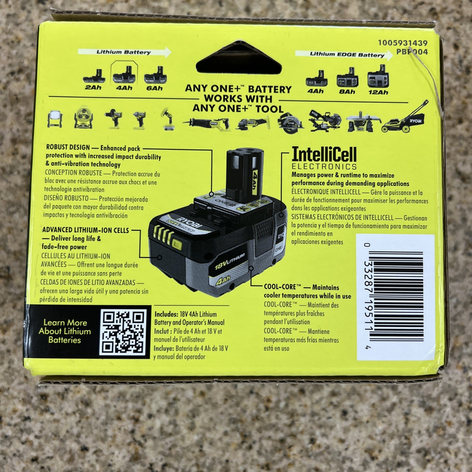 Ryobi ONE+ PBP004 18V Lithium-Ion 4.0 Ah Battery Black – Brand New Sealed
