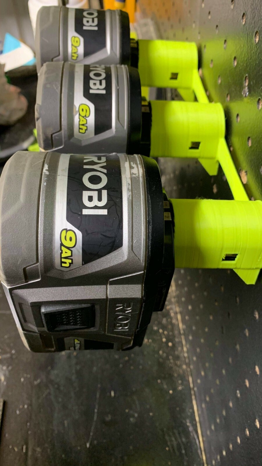 TRIPLE RYOBI GREEN Battery Holder Wall Mount for Ryobi One+ One Plus 18V