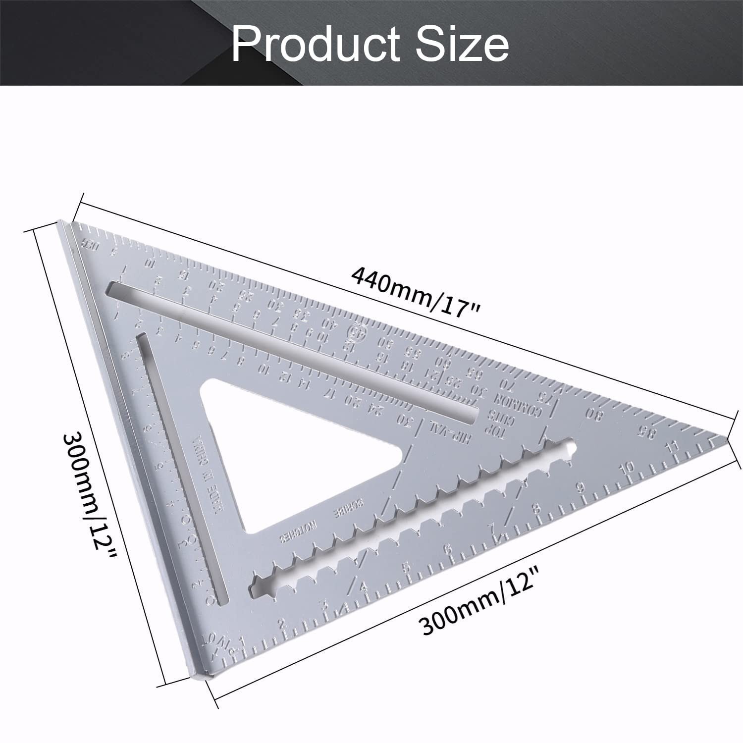 12-inch Triangle Square, Professional Aluminum Alloy Measuring Layout Tool