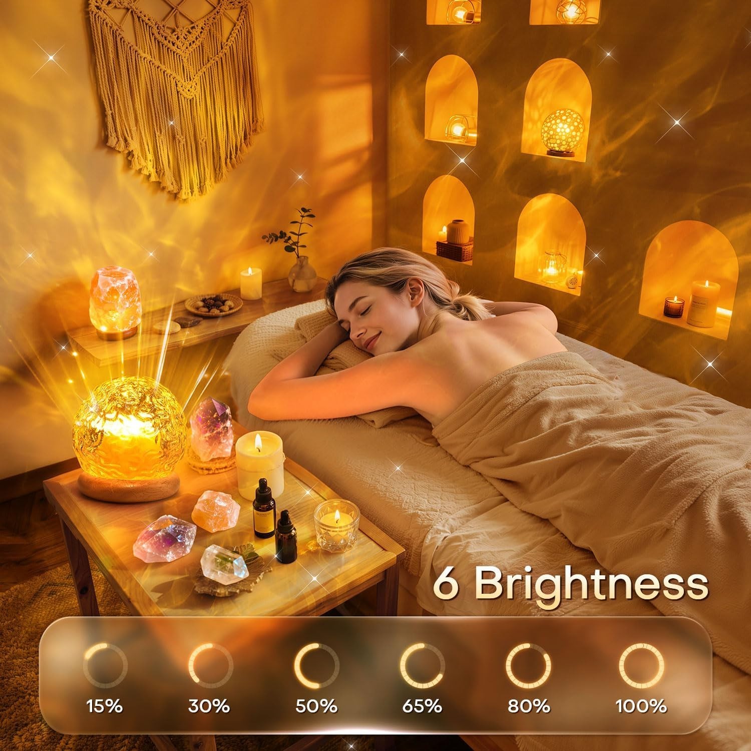 3-in-1 Sunset Ocean Northern Lights Projector Ambient Mood Lamp w/Remote