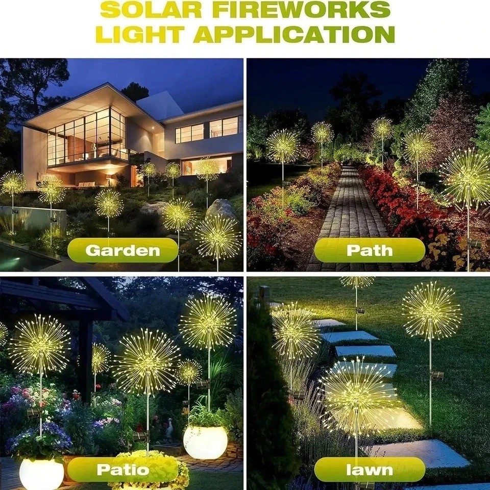 Outdoor LED Solar Firework Lights Garden Decoration Fairy Lights Waterproof Dand