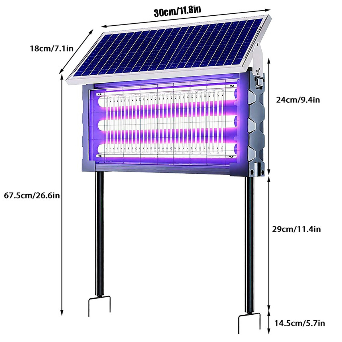 Solar Bug Zapper Outdoor Mosquito Zapper 4500V Waterproof Rechargeable Fly Trap