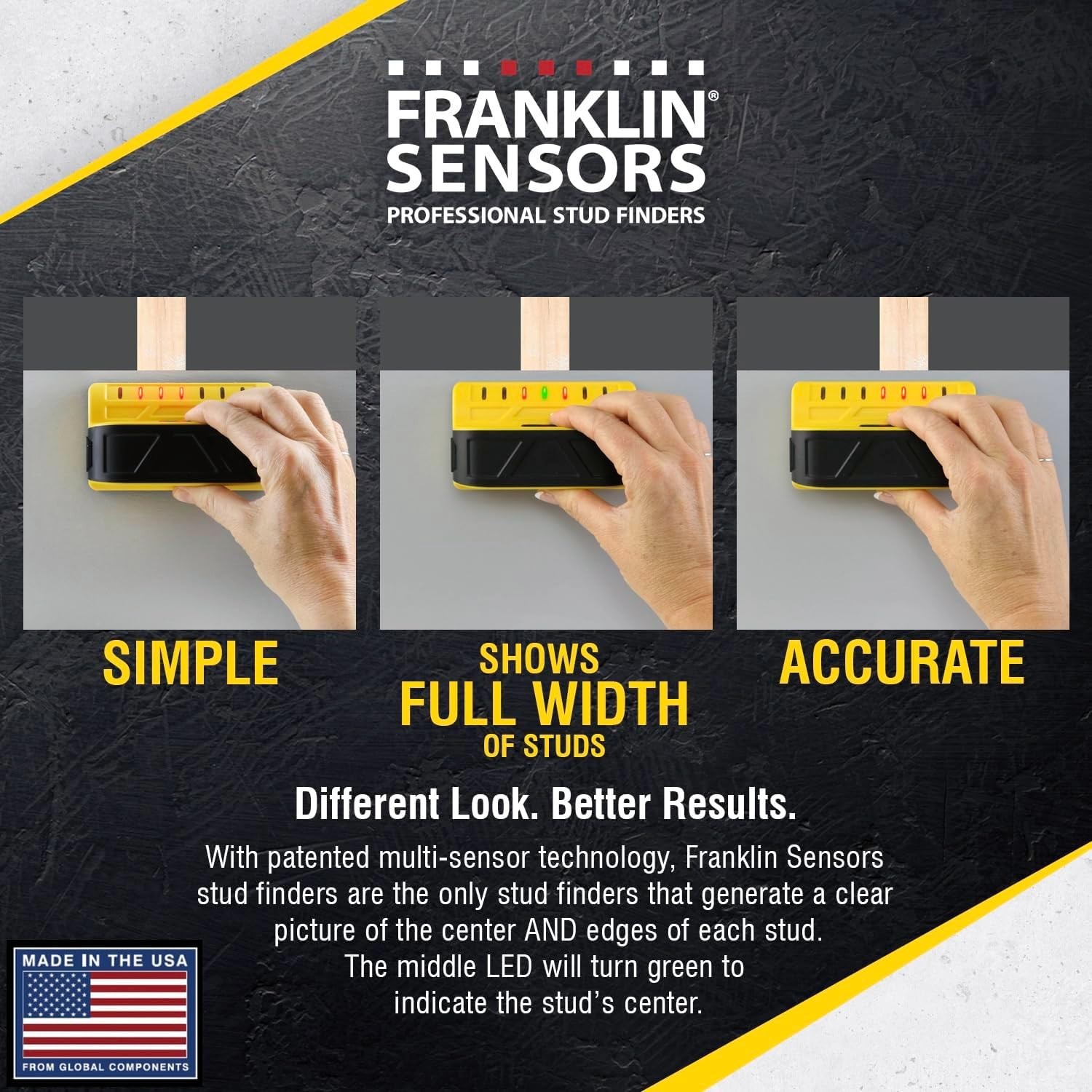 Franklin Sensors ProSensor M70 Stud Finder with 7-Sensors, Wood & Metal Stud