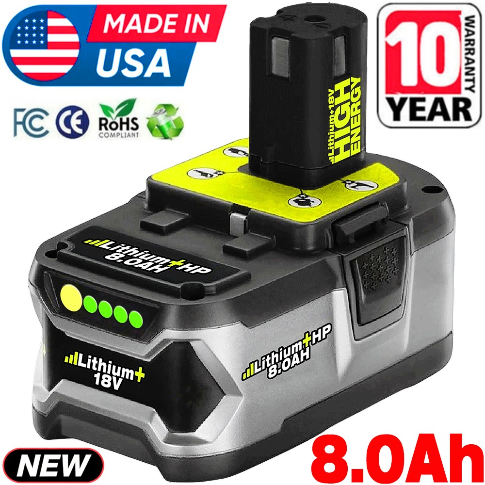For RYOBI 18V 8.0Ah P108 P109 High Capacity Battery 18Volt Lithium-Ion One Plus