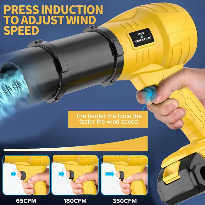 Leaf Blower, Electric Cordless Air Blower with 2 Batteries and Charger – Yellow